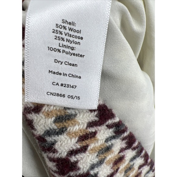 Talbots Houndstooth Women's 16 Brown Wool Blend Pencil Skirt Old Money Heritage - Picture 6 of 6